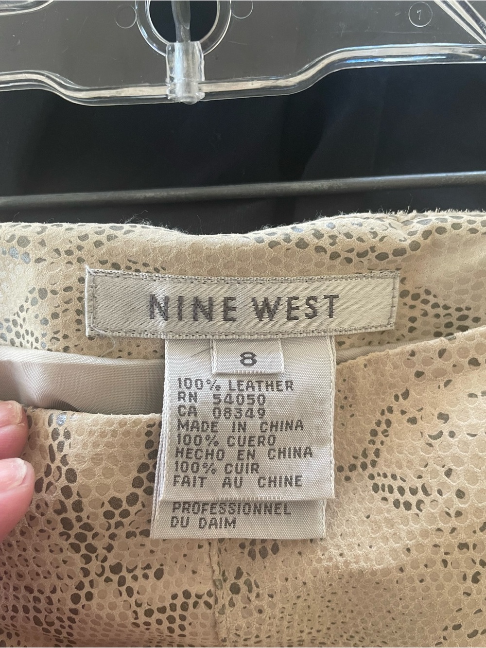 Nine West Taupe Snakeskin-Effect 100% Leather Pants - Picture 2 of 4